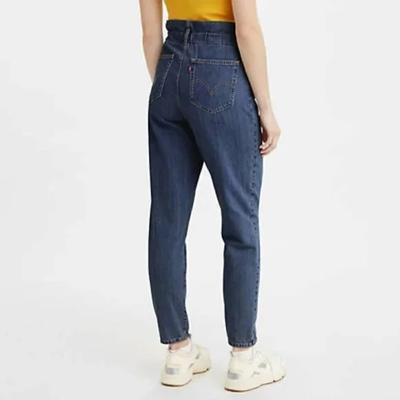 NEW Levi's High Rise Dark Wash Paperbag Denim Jeans Size 24 - Picture 4 of 9